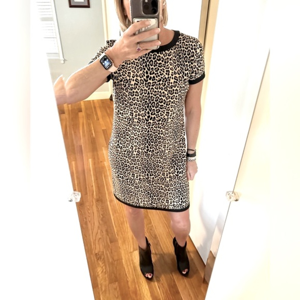 NWT Jude Connally Parker Mini Leopard Camel Dress Size S $198 - Picture 2 of 13